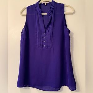 Banana Republic Purple Pleated Sleeveless Button Top Size 12P Petite EUC